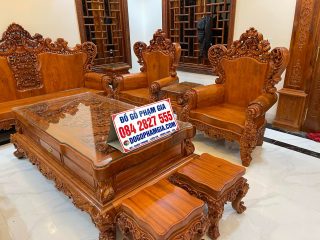 bàn ghế hoàng gia tân cổ điển gỗ hương đá