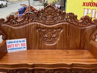 Mẫu ghế hoàng gia nguyên khối đục họa tiết hoa lá tây