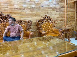 bàn ghế gỗ gõ đỏ phong cách hoàng gia