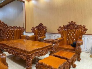 bàn ghế gỗ gõ đỏ phong cách hoàng gia