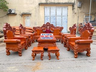 Bàn ghế hoàng gia nguyên khối gỗ hương đá