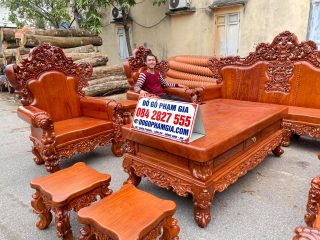bàn ghế gỗ hương đá nguyên khối mẫu hoàng gia