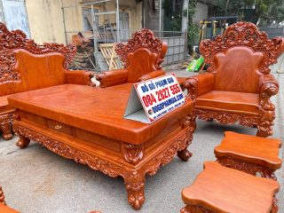 bộ bàn ghế gỗ hương đá đục tay tinh xảo