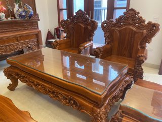 bàn trà hoàng gia nguyên khối gỗ gõ đỏ