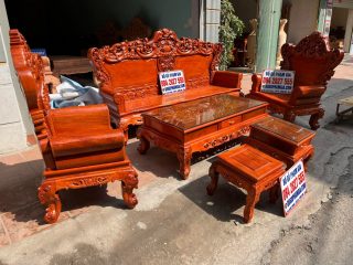 bàn ghế hoàng gia tân cổ điển gỗ hương đá
