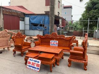 bàn ghế hoàng gia 6 món gỗ gõ đỏ