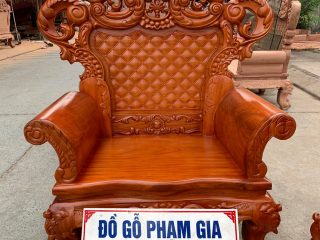Ghế louis hoàng gia chương đục hoa lá tây