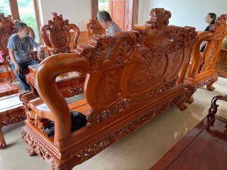 bàn ghế minh nghê 3 đầu gỗ hương đá