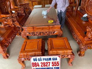 bàn ghế minh nghê 3 đầu mặt trơn