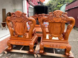 ghế đơn gỗ hương đá đục 2 mặt