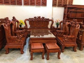 bàn ghế nghê đỉnh lưỡng long 10 món