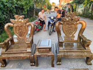 Ghế minh quốc nghê đỉnh vách đục tứ linh