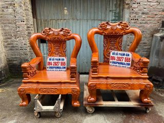 ghế đơn minh quốc voi chiến gỗ hương đá