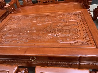 Bàn ghế minh quốc mặt đục tranh sơn thủy