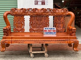 ghế dài minh quốc voi chiến gỗ hương đá