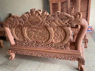 ghế dài nghê bảo đỉnh đục 2 mặt