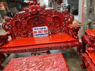 ghế rồng khuỳnh nghê đỉnh gỗ hương đỏ
