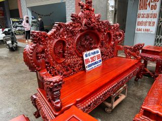 ghế rồng đỉnh gỗ hương đỏ dáng trường