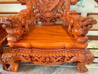 ghế đơn rồng đỉnh gỗ hương đá