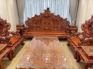 bàn ghế rồng đỉnh gỗ hương đá cao cấp