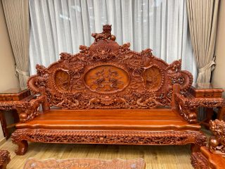 ghế rồng đỉnh gỗ hương đá lựa vân