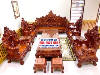 bàn ghế nghê đỉnh 13 món gỗ hương đỏ