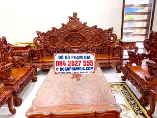 bàn rồng đỉnh gỗ hương đỏ