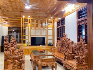 bàn ghế rồng khuỳnh nghê đỉnh sang trọng