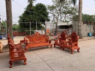bàn ghế rồng đỉnh gỗ hương đá cao cấp