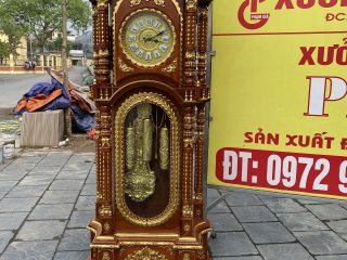 đồng hồ cây tứ trụ 2m3 gỗ hương đá dát vàng