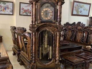 Đồng hồ tứ trụ gỗ mun hoa cao cấp