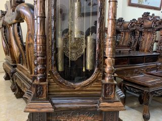 đồng hồ cây gỗ mun hoa giả cổ