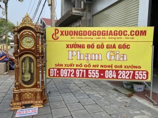 đồng hồ cây gỗ hương đá dát vàng