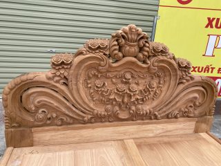 Đầu giường đục họa tiết hoa lá tây