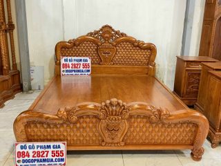 giường ngủ mẫu hồng trĩ gỗ hương đá