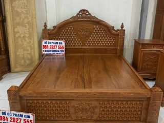 giường ngủ hoàng gia gỡ hương đá dát phản tấm