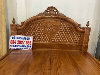 Giường ngủ hoàng gia đục hoa lá tây