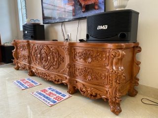 kệ tivi nguyên khối gỗ gõ đỏ