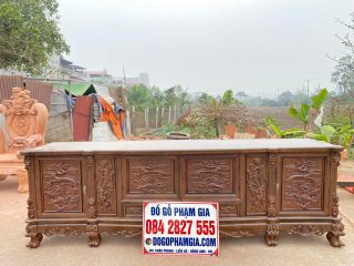 kệ tivi phẳng 2m4 gỗ mun đuôi công