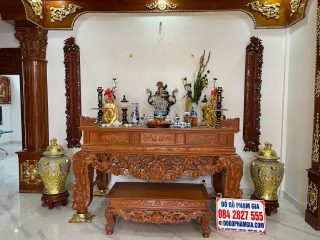 sập mai điểu kèm bàn cơm gỗ gụ