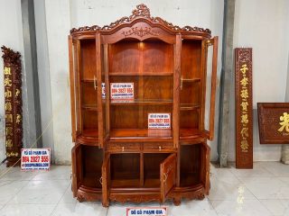 tủ rượu cong gỗ hương đá sang trọng