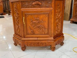 tủ rượu gỗ hương đá đục tay hàng víp