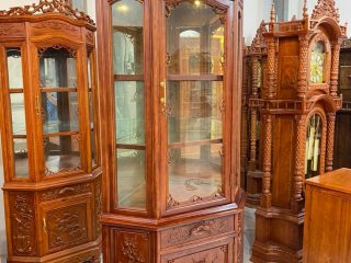 tủ rượu góc gỗ hương đá nhỏ gọn