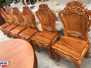 ghế ăn gỗ gõ đỏ lựa vân