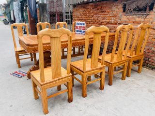 bàn ghế ăn gõ gõ đỏ màu trần tự nhiên