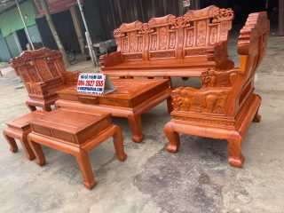 bàn ghế âu á 6 món gỗ hương đá