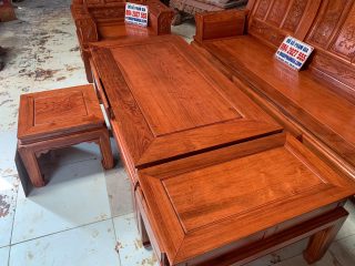 bàn trà và đôn đầu bàn gỗ hương đá