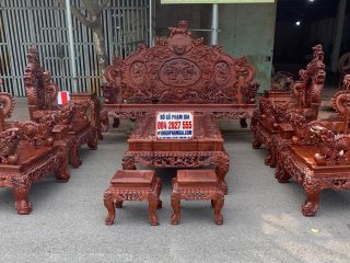 bàn ghế rồng đỉnh 12 món gỗ hương đỏ Lào