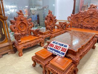 mẫu bàn ghế rồng đỉnh gỗ hương đá cao cấp