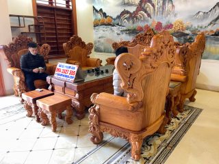 mẫu bàn ghế hoàng gia gỗ gõ đỏ đục 2 mặt